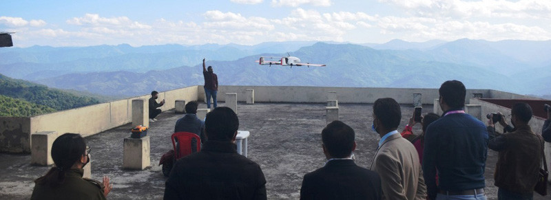 The ICMR’s Drone Response and Outreach in North East activity in Nagaland was formally launched with its maiden flight from CMO Mokokchung to PHC Longsa on December 14. (DIPR Photo)